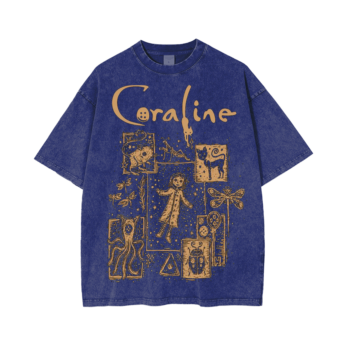 Acid wash Coraline Vintage Unisex Washed T-Shirt