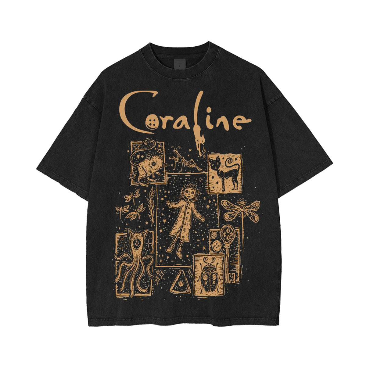 Acid wash Coraline Vintage Unisex Washed T-Shirt