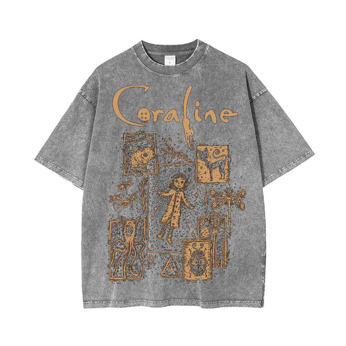 Acid wash Coraline Vintage Unisex Washed T-Shirt
