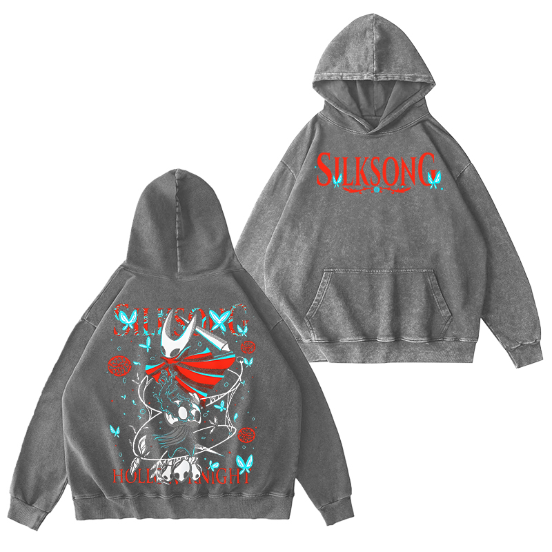 Hollowk Night Silksong Unisex Washed Hoodie