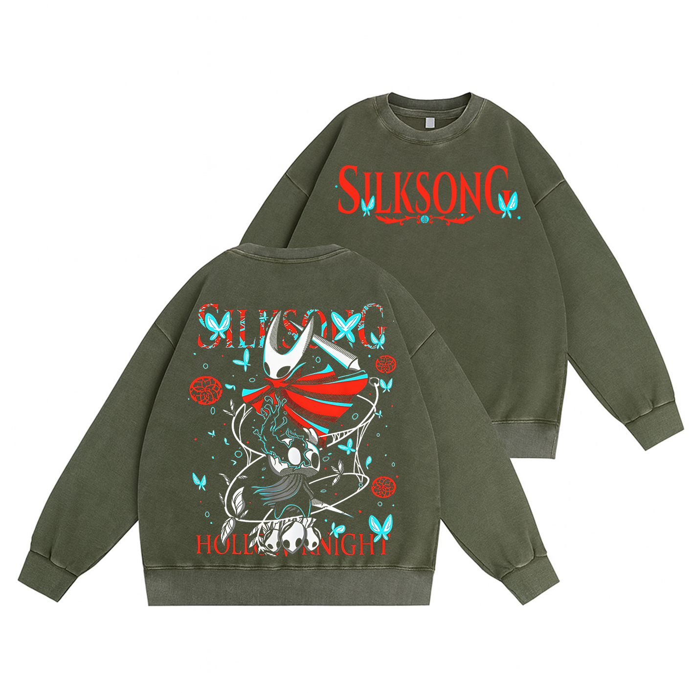 Hollow Knight Silksong Unisex Washed Crewneck Sweatshirt