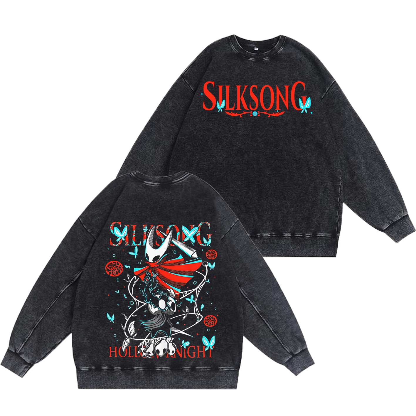Hollow Knight Silksong Unisex Washed Crewneck Sweatshirt