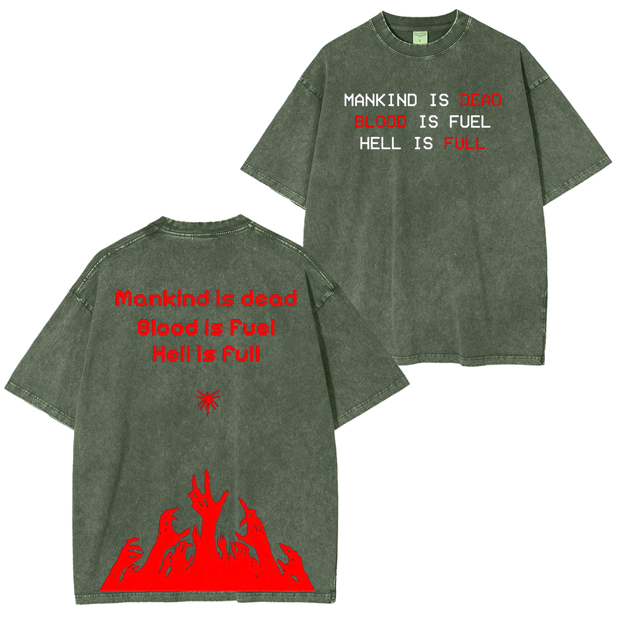 Mankind is dead blood is fuel hell is full,UlTrakill Game Washed T-shirt/Crewneck/Hoodie