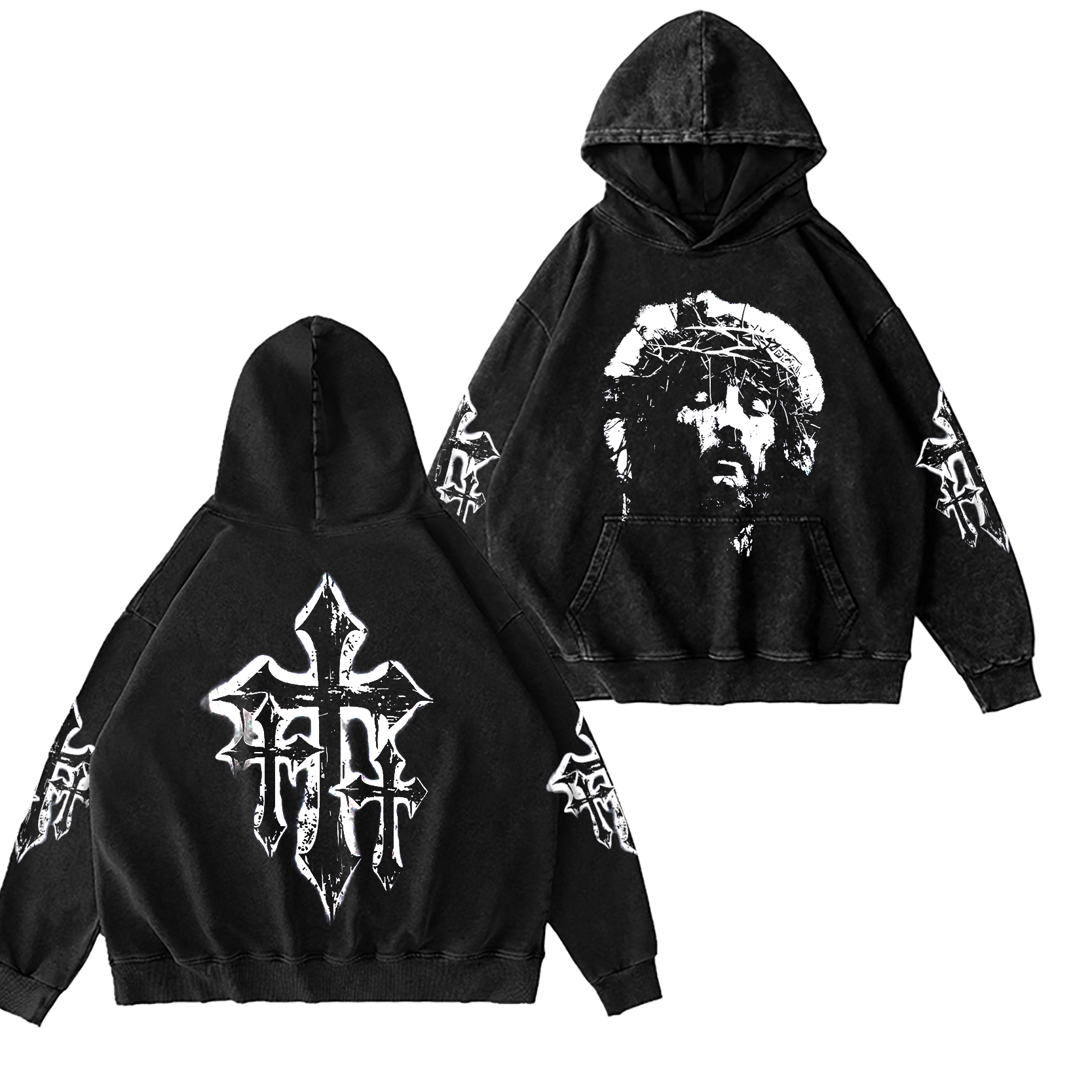 Gothic Jesus Christ Vintage Washed T-shirt/Crewneck/Hoodie