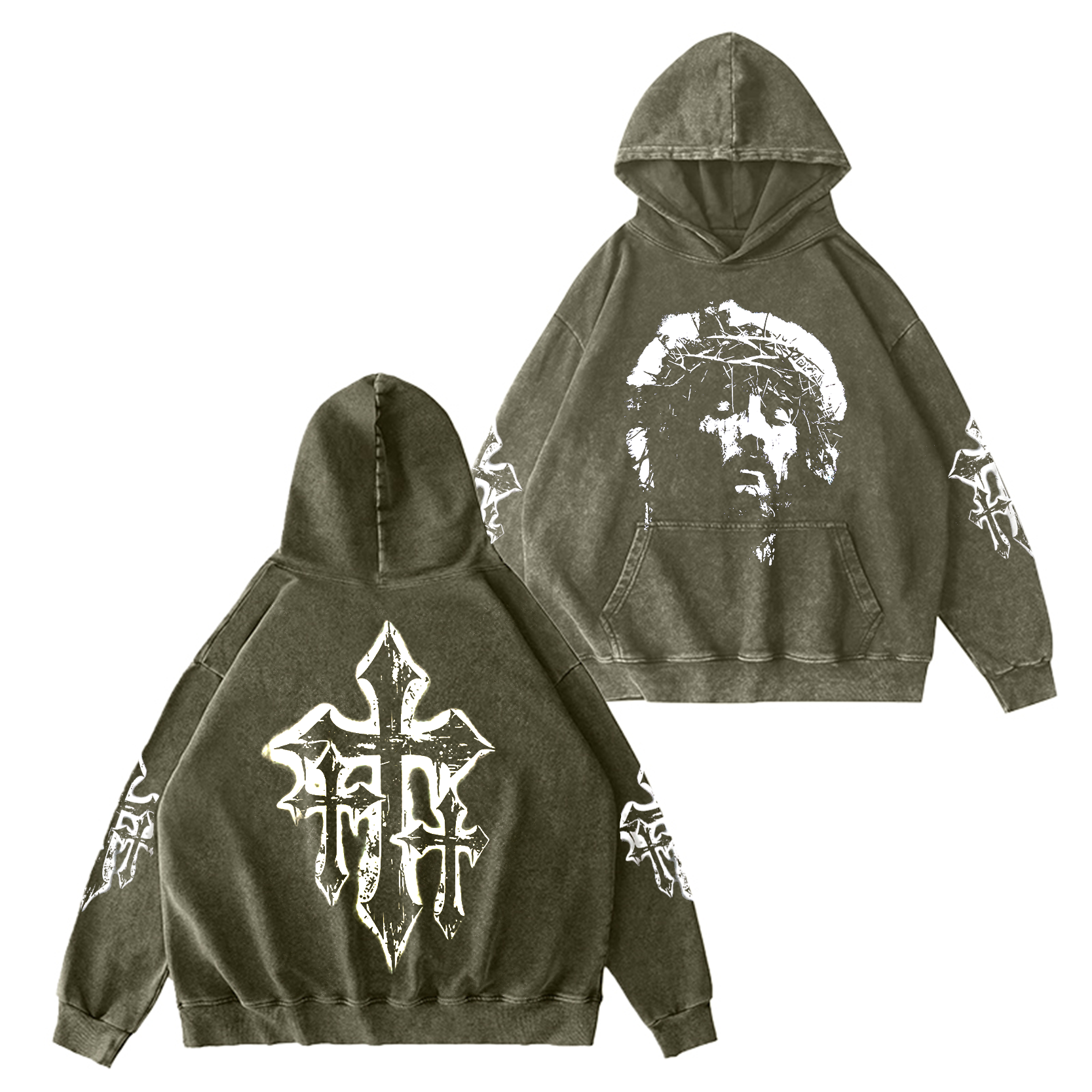 Gothic Jesus Christ Vintage Washed T-shirt/Crewneck/Hoodie