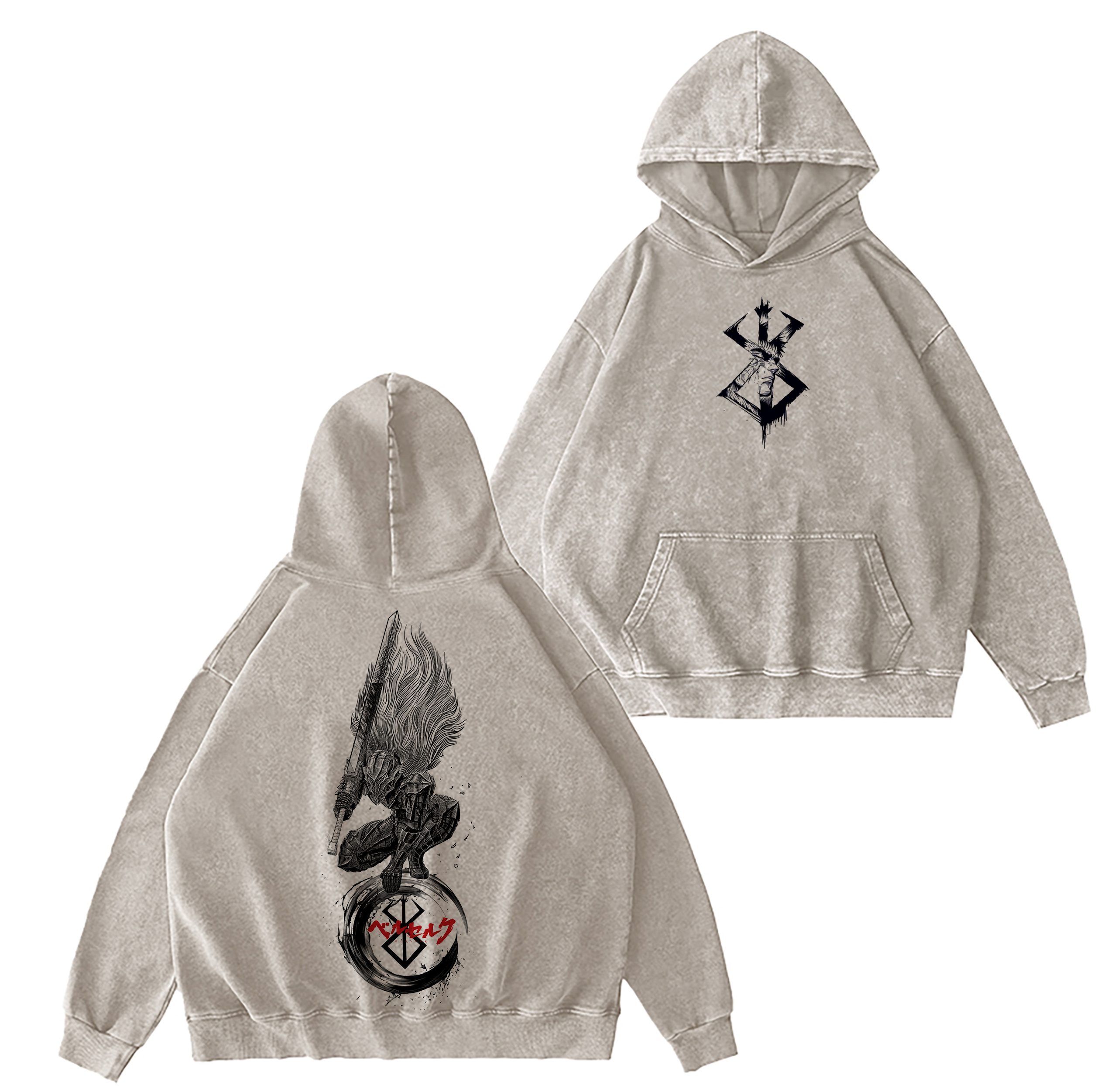 Guts-Berserk Anime Washed T-shirt/Crewneck/Hoodie