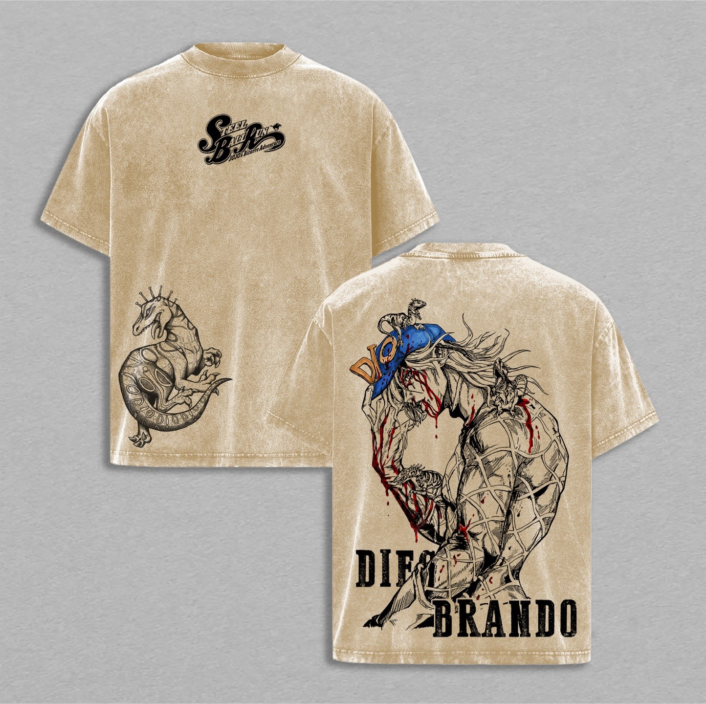 Diego Brando,Steel Ball Run,Jojo Anime  Washed T-shirt/Crewneck/Hoodie