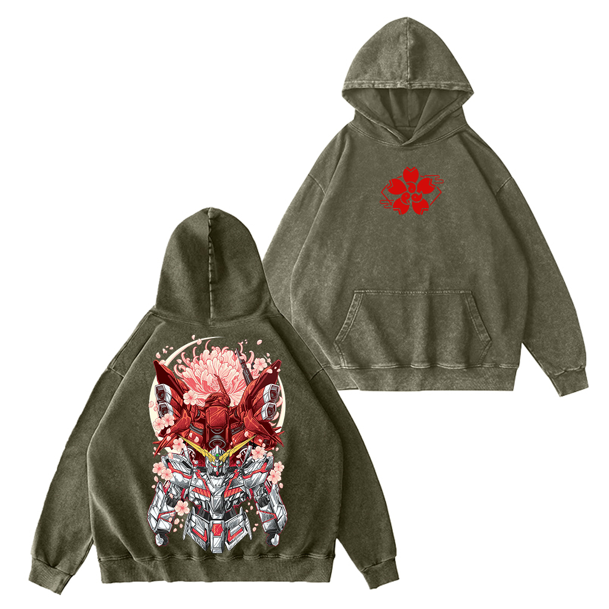Gundam Unisex Washed Hoodie