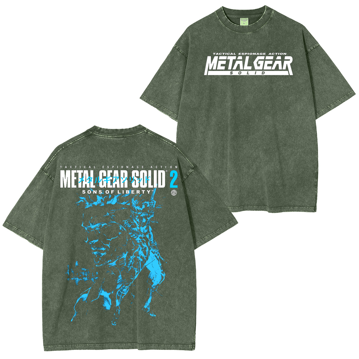 GS2 Snake And Raiden Cover Game Metal Gear Solid Graphic  Unisex Washed T-Shirt