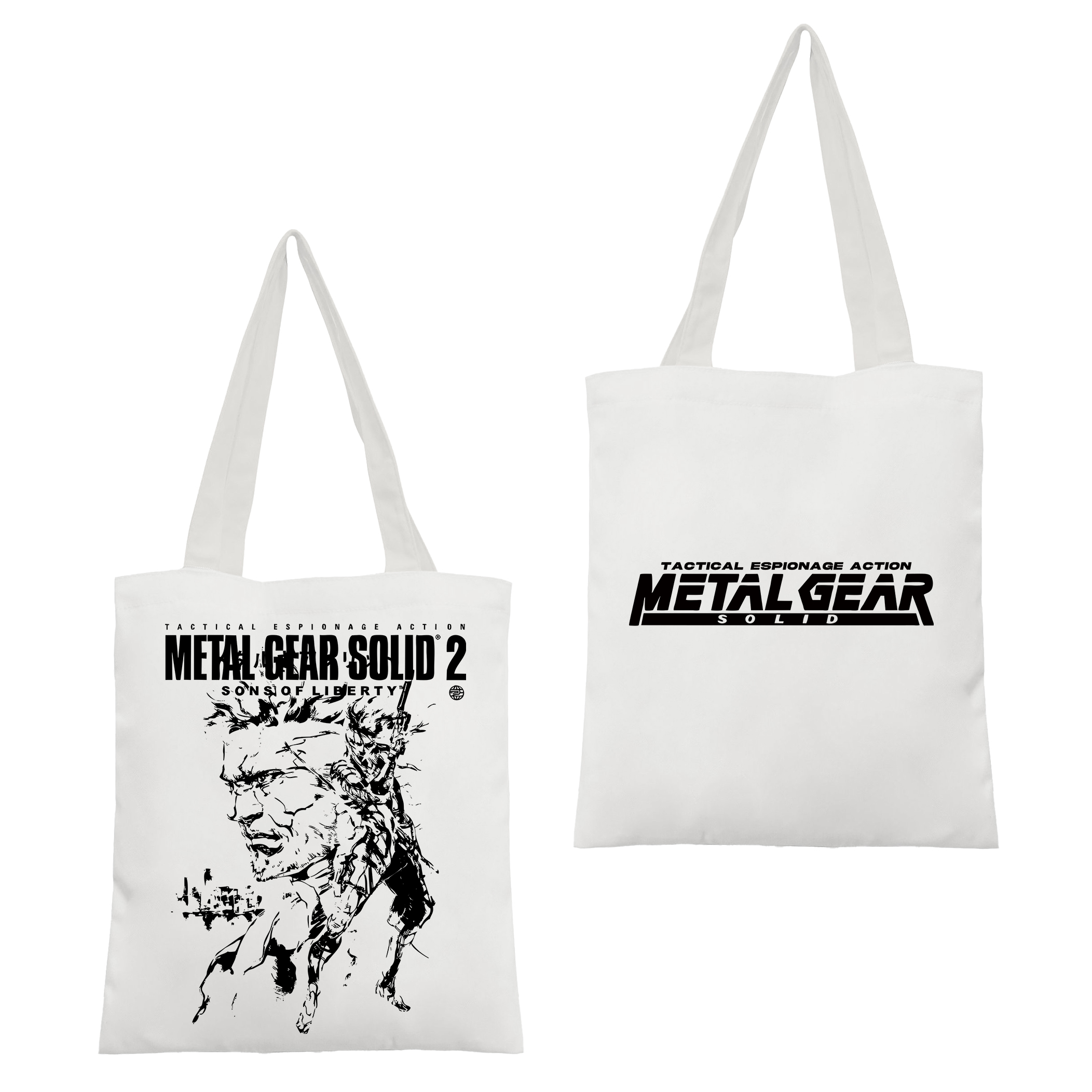 GS2 Snake And Raiden Cover Game Metal Gear Solid Graphic Canvas Tote Bag