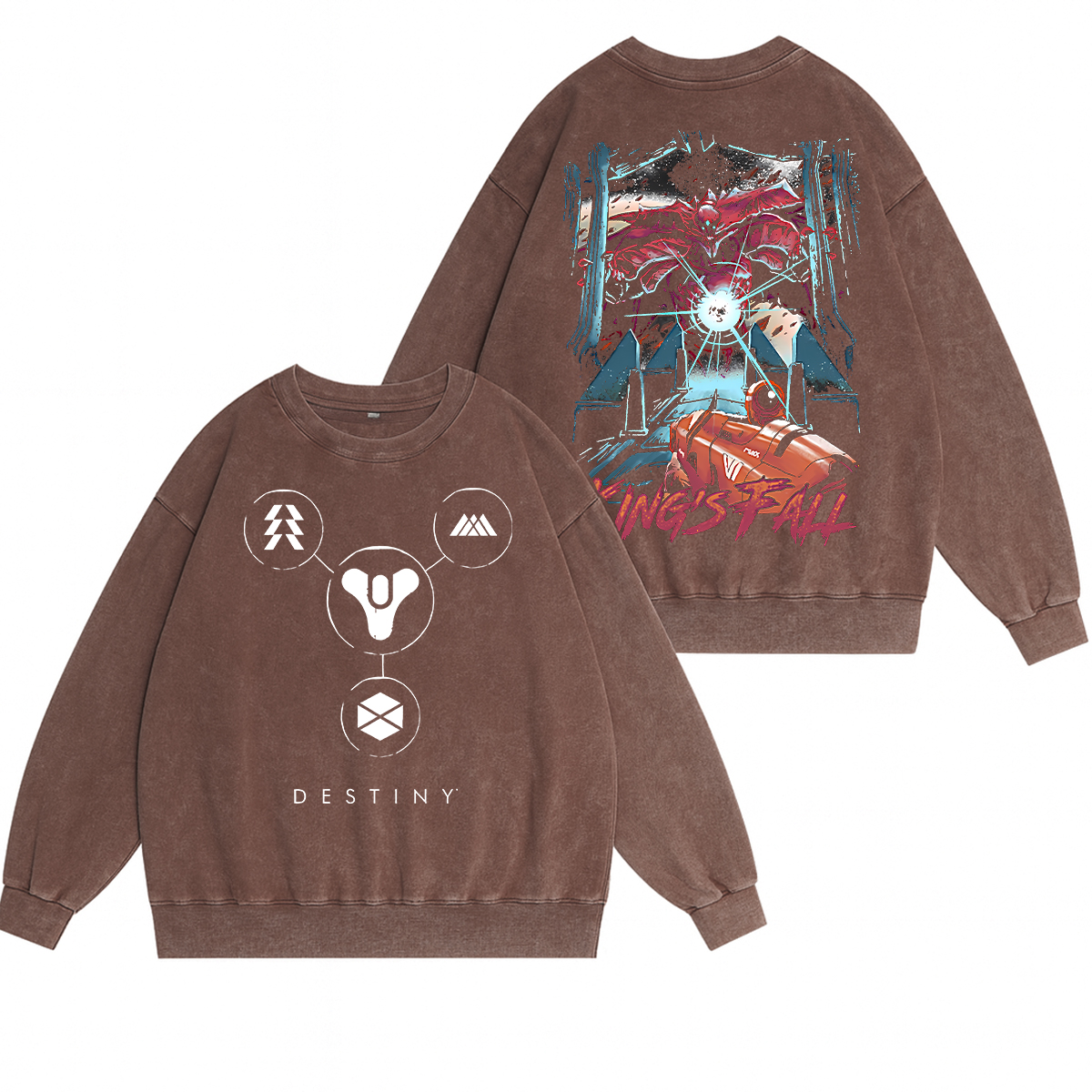 Destinys King's Fall Unisex Washed Crewneck Sweatshirt