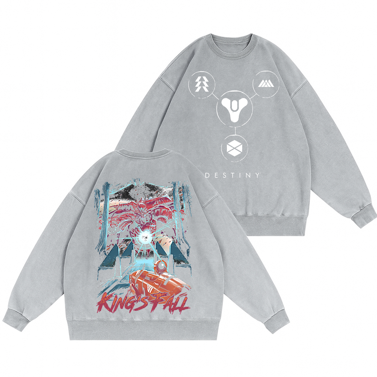Destinys King's Fall Unisex Washed Crewneck Sweatshirt