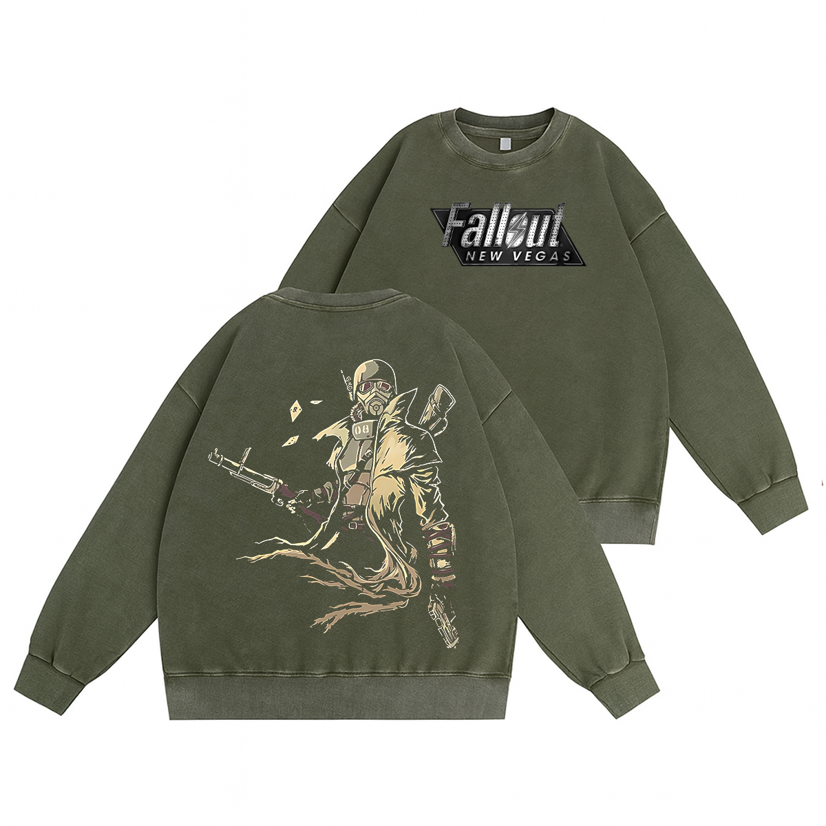 Fallout New Vegas Unisex Washed Crewneck Sweatshirt