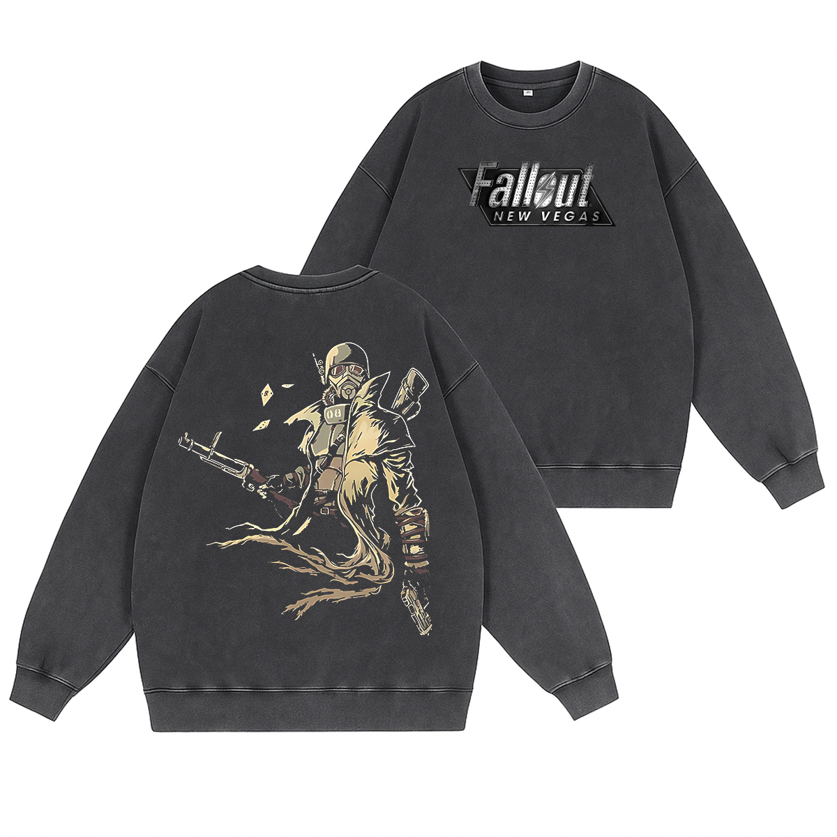 Fallout New Vegas Unisex Washed Crewneck Sweatshirt