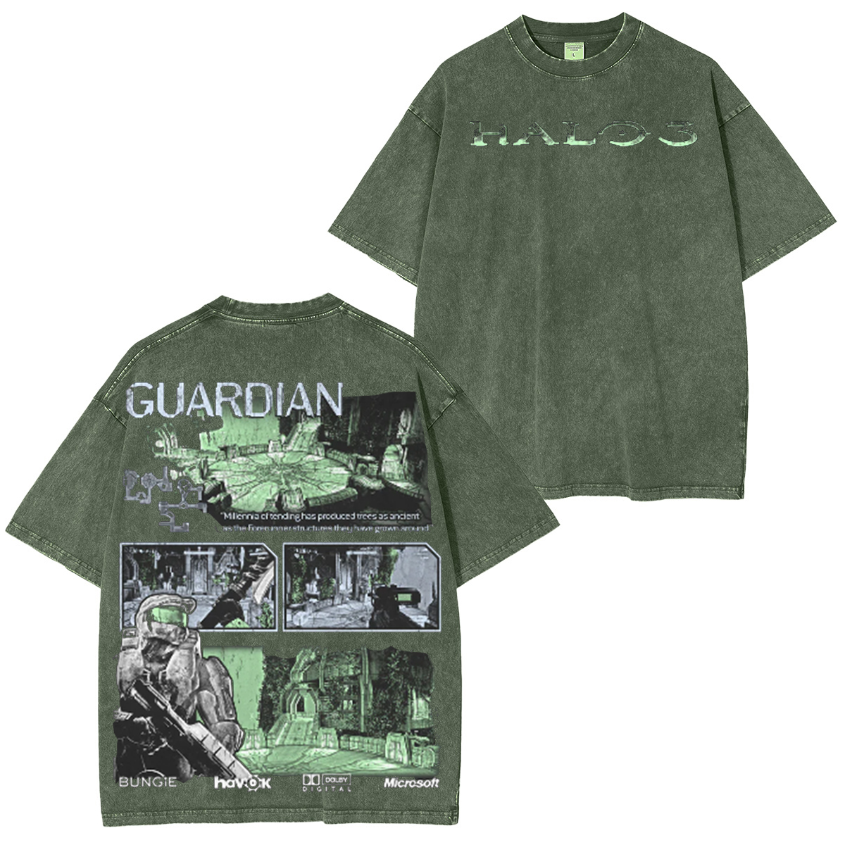 Halo 3 Guardian Vintage Unisex Washed T-Shirt