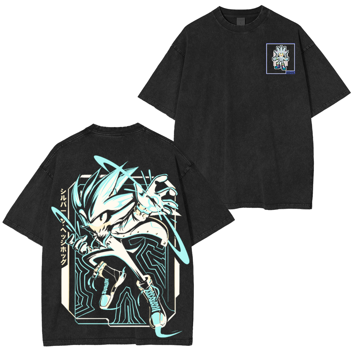 Silver The Hedgehog On A Retro Vintage Unisex Washed T-Shirt