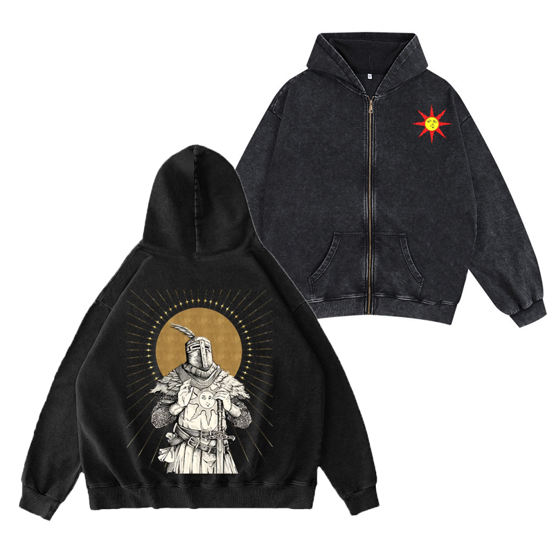 Unisex Washed Zip Up Hoodie