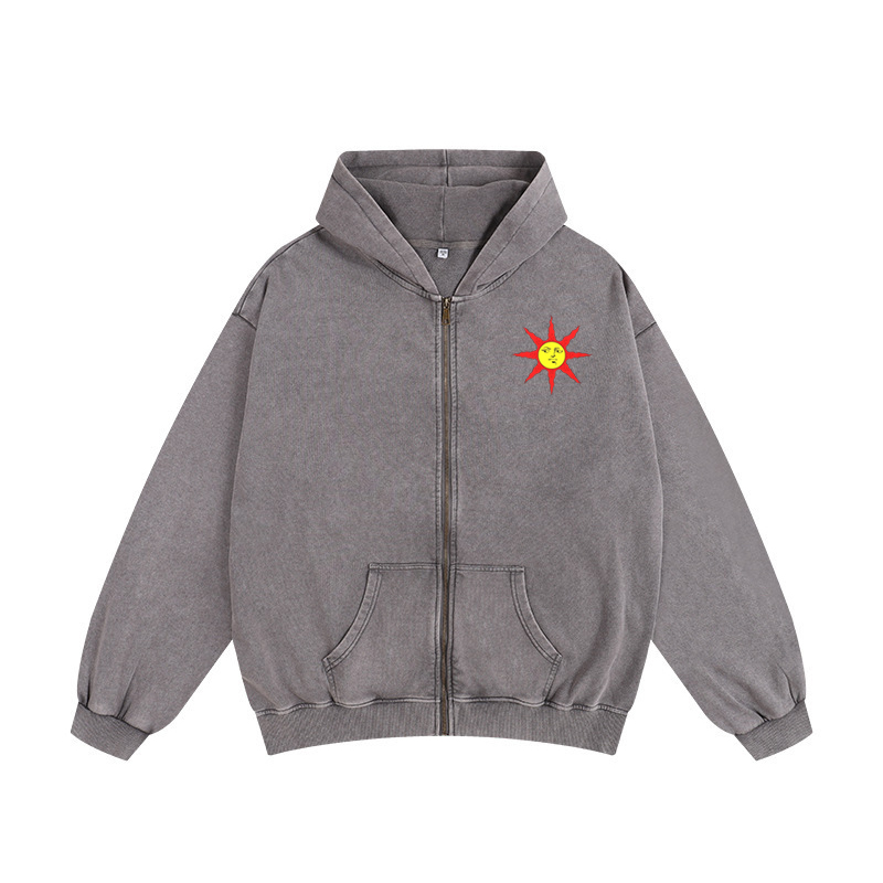 Unisex Washed Zip Up Hoodie