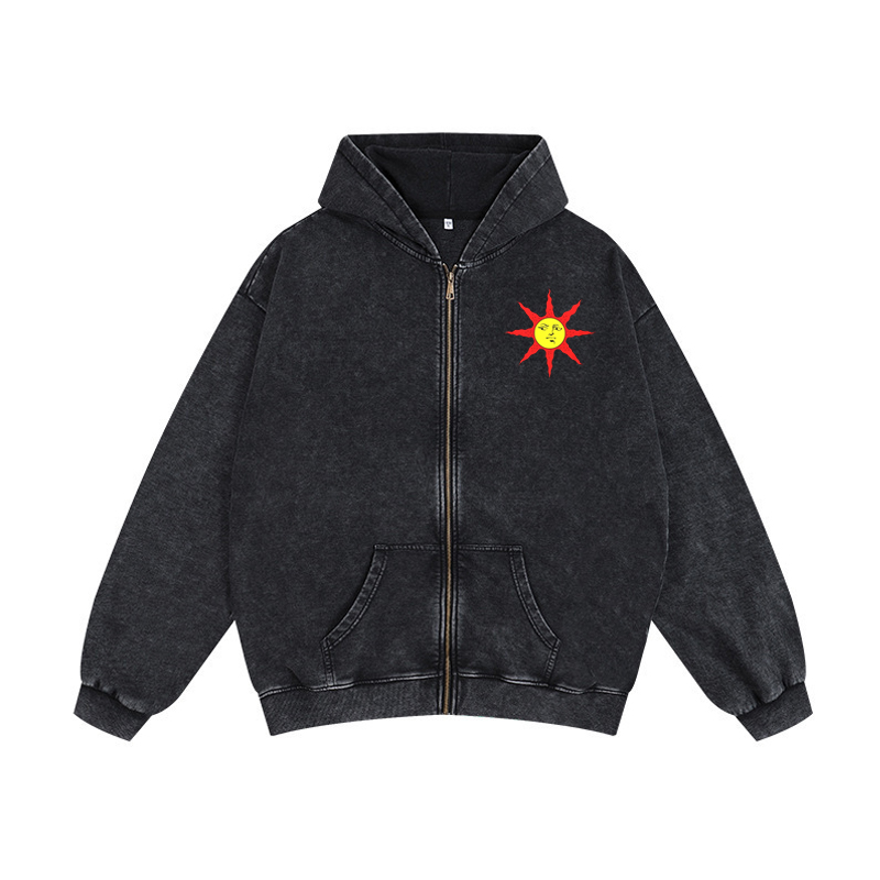 Unisex Washed Zip Up Hoodie