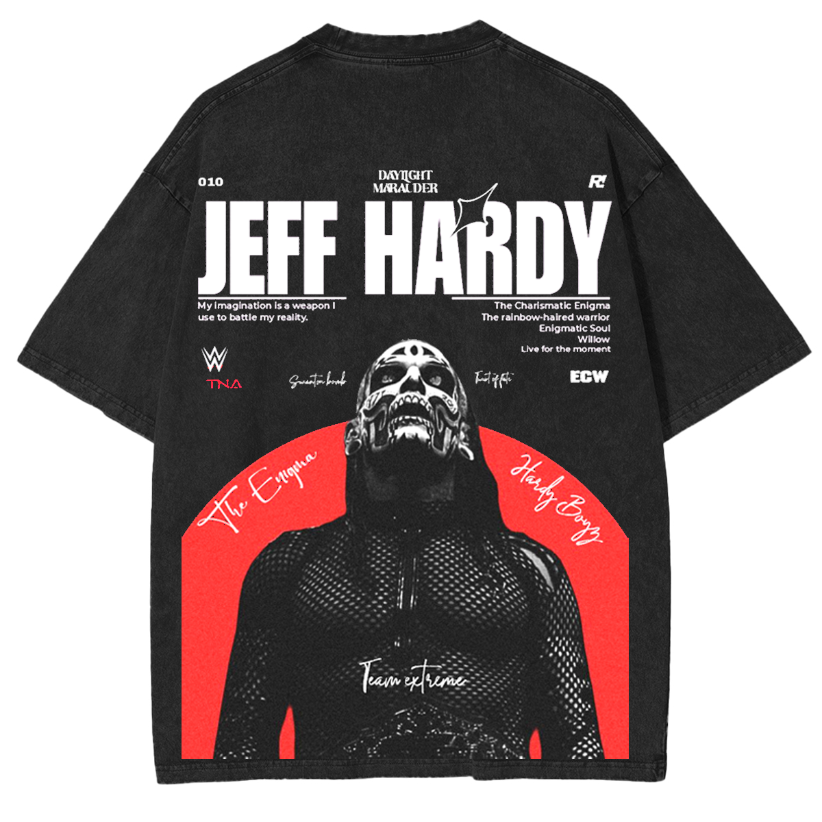Jeff Hardy Enigma Vintage Wrestling Unisex Washed T-Shirt