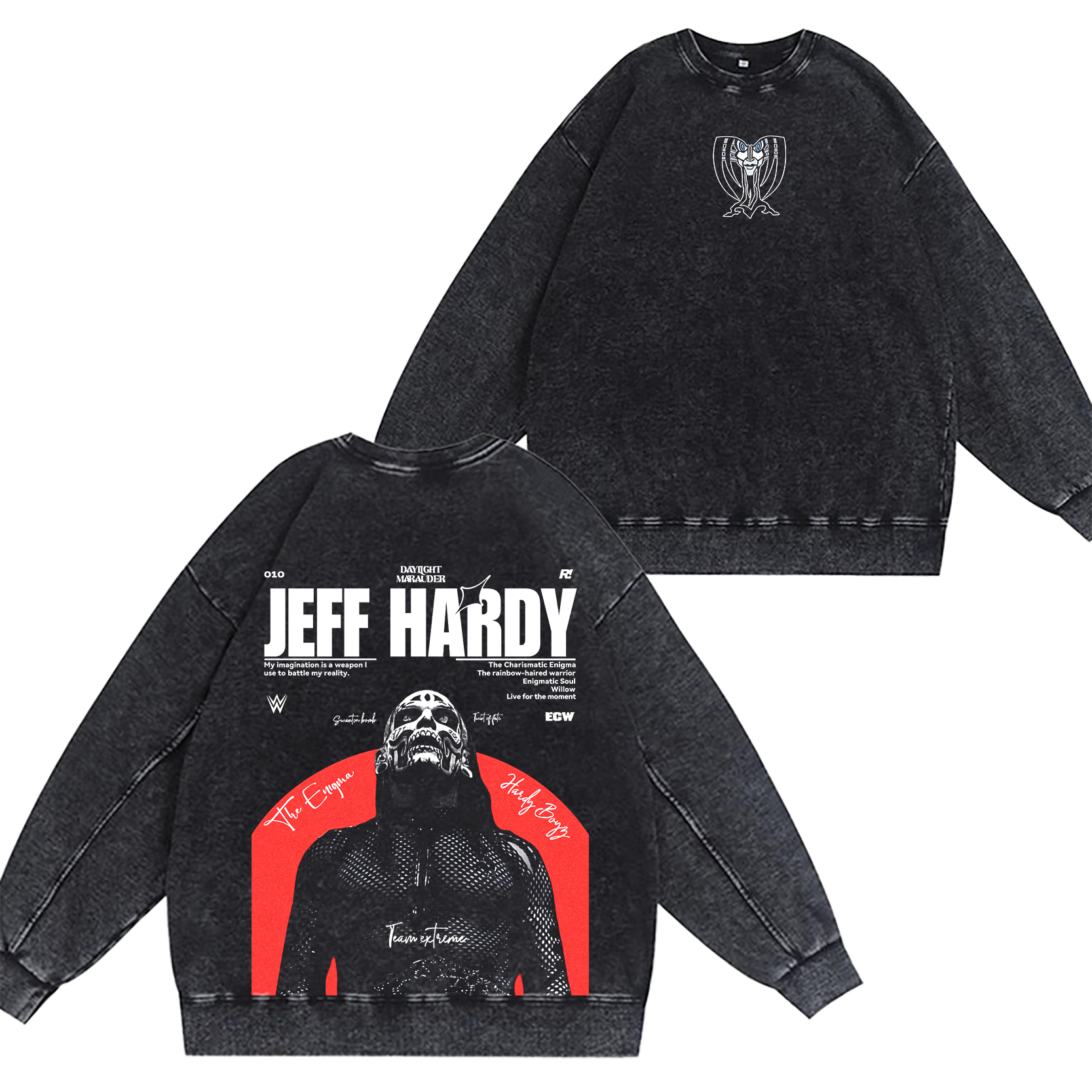 Jeff Hardy Enigma Vintage Wrestling  Unisex Washed Crewneck Sweatshirt