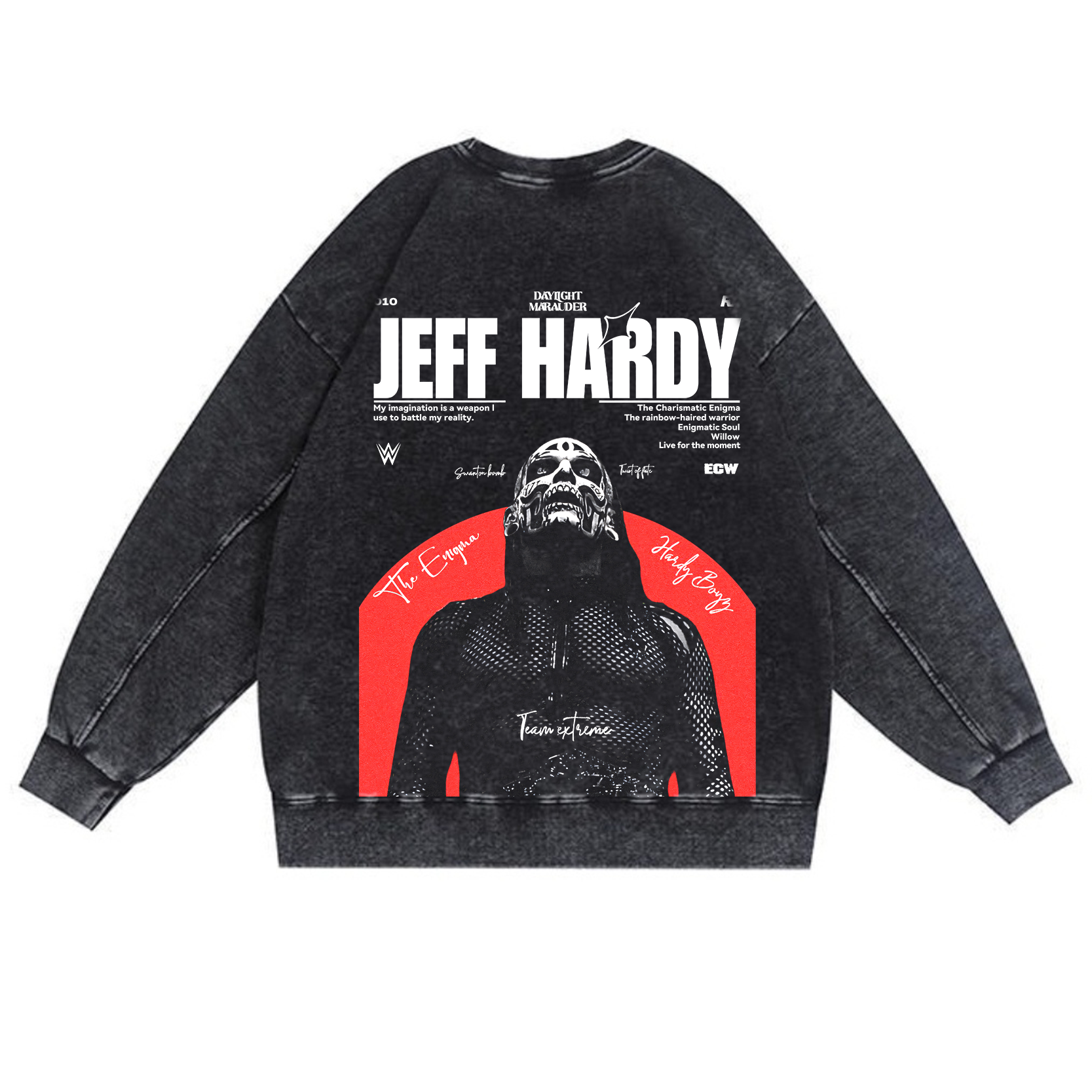 Jeff Hardy Enigma Vintage Wrestling  Unisex Washed Crewneck Sweatshirt