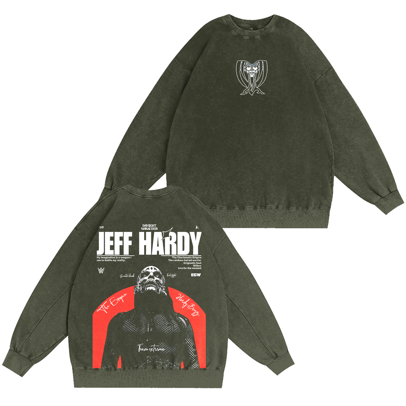 Jeff Hardy Enigma Vintage Wrestling  Unisex Washed Crewneck Sweatshirt