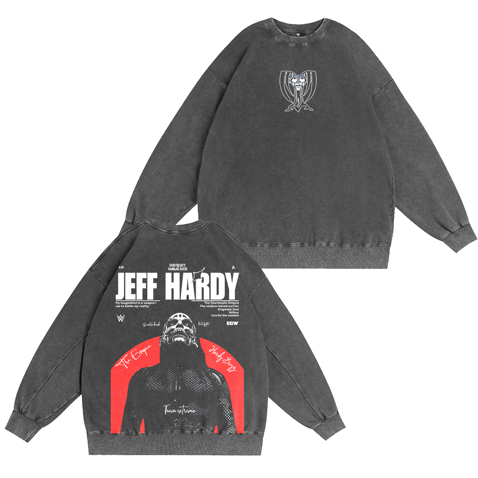 Jeff Hardy Enigma Vintage Wrestling  Unisex Washed Crewneck Sweatshirt
