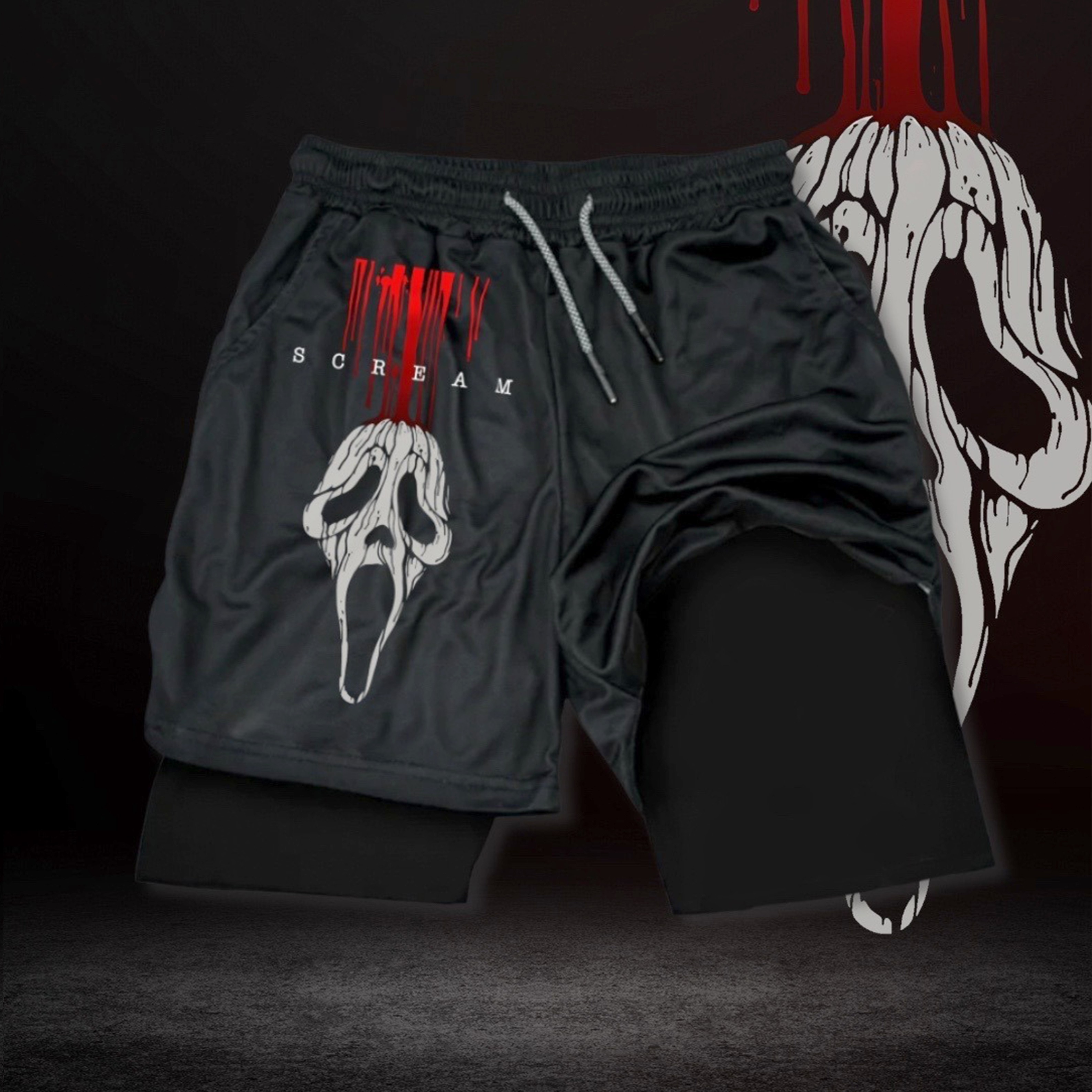 Ghostface,Scream Graphic Gym Shorts