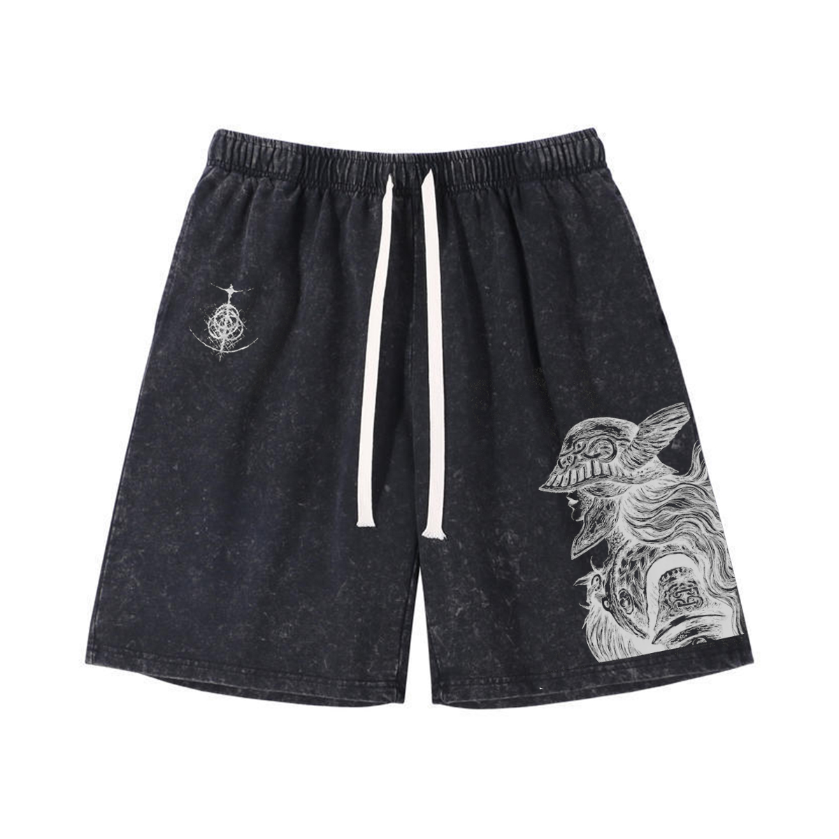 MALENIA, BLADE OF MIQUELLA Retro Washed Shorts Loose Sports Shorts