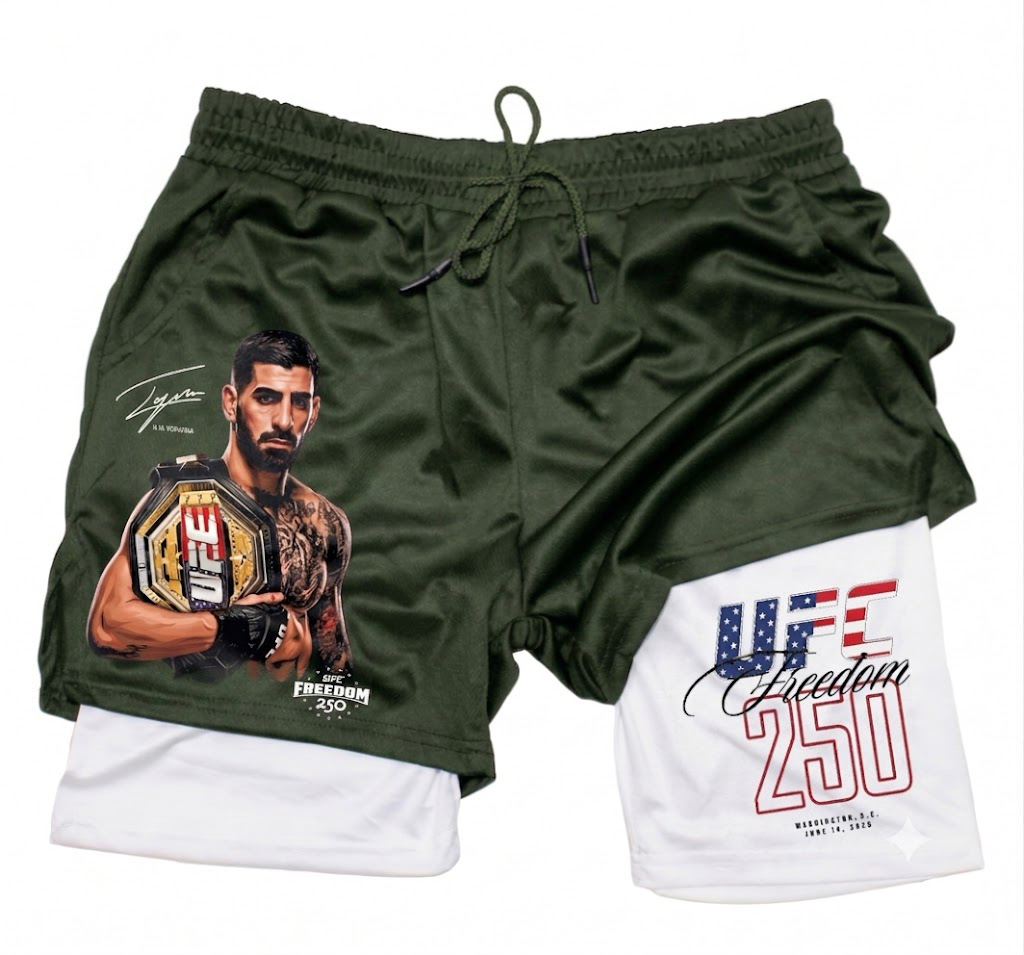 UFC FREEDOM COLLECTION] UFC FREEDOM 250 FIGHTERS  Printed Double Layer Shorts