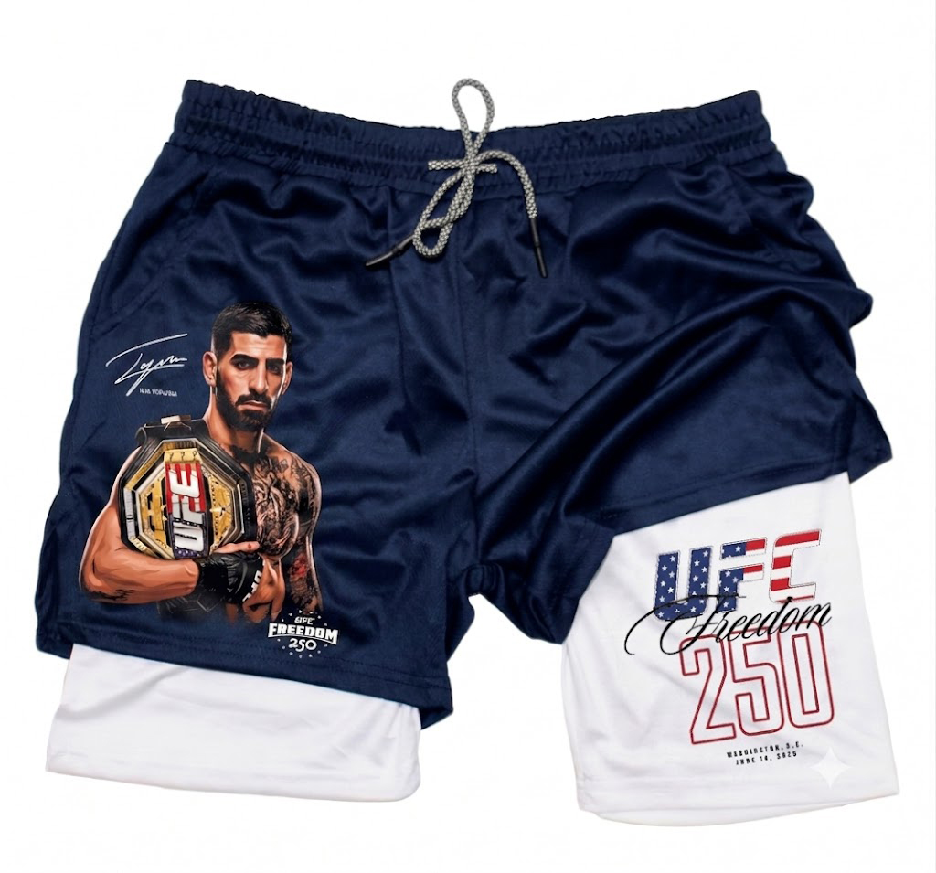 UFC FREEDOM COLLECTION] UFC FREEDOM 250 FIGHTERS  Printed Double Layer Shorts