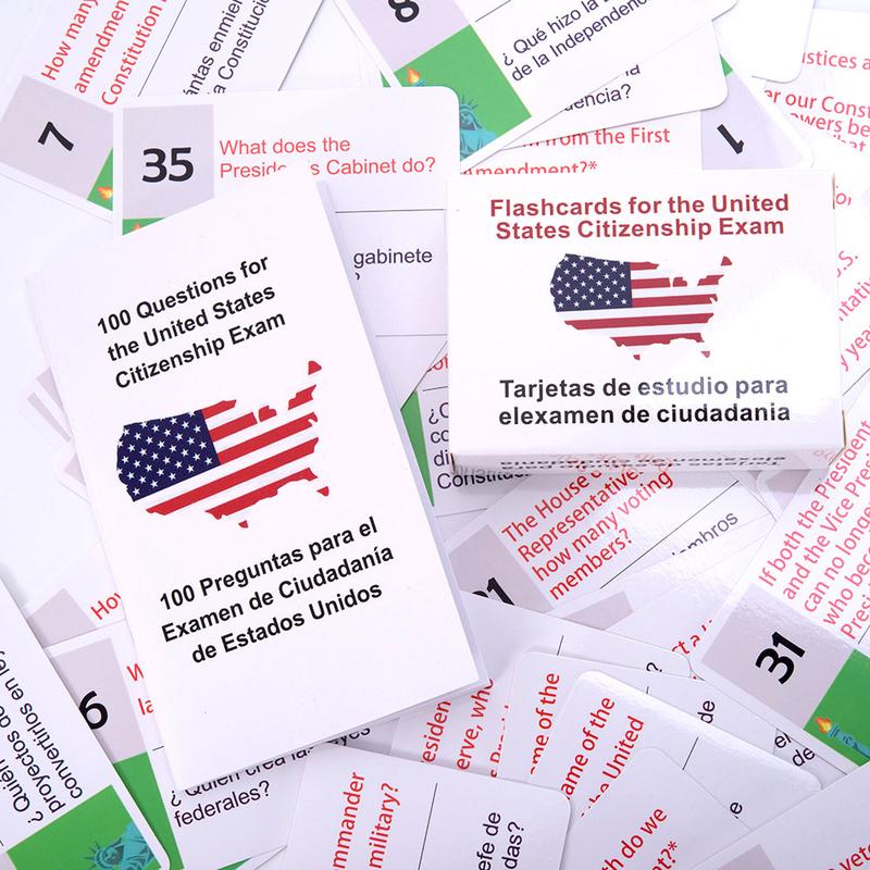 2025 U.S. Civics Test Flash Cards Combo Set with Bilingual Booklet - English/Spanish