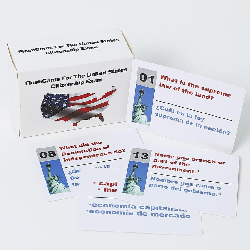 2025 U.S. Civics Test Flash Cards Combo Set with Bilingual Booklet - English/Spanish