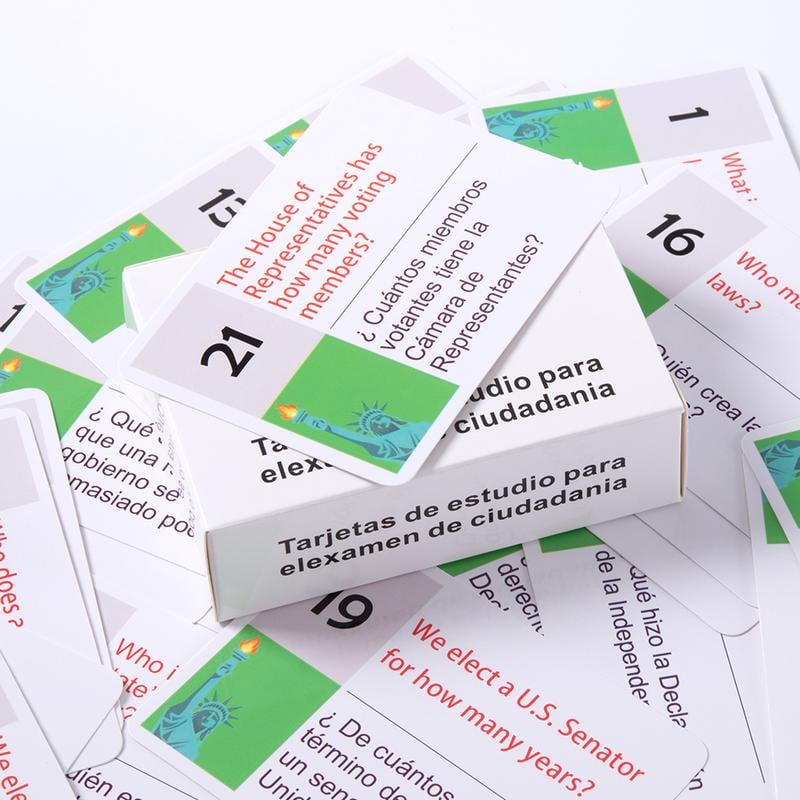 2025 U.S. Civics Test Flash Cards Combo Set with Bilingual Booklet - English/Spanish