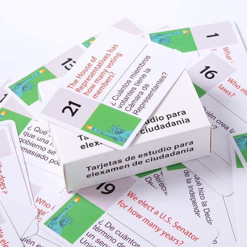 2025 U.S. Civics Test Flash Cards Combo Set with Bilingual Booklet - English/Spanish
