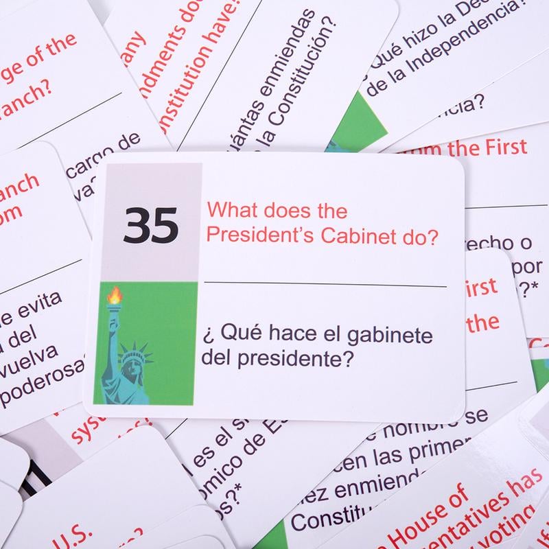 2025 U.S. Civics Test Flash Cards Combo Set with Bilingual Booklet - English/Spanish