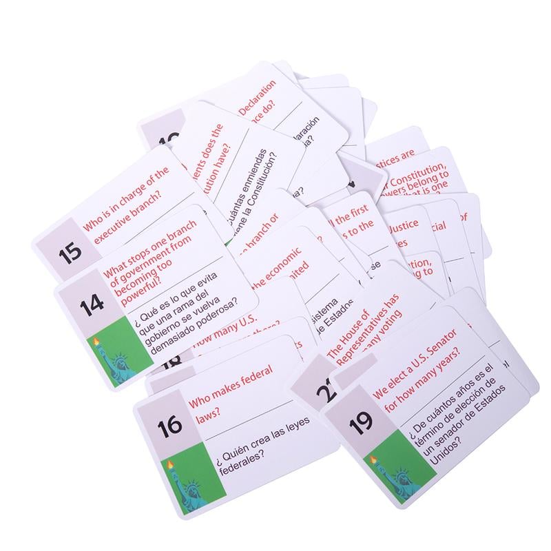 2025 U.S. Civics Test Flash Cards Combo Set with Bilingual Booklet - English/Spanish