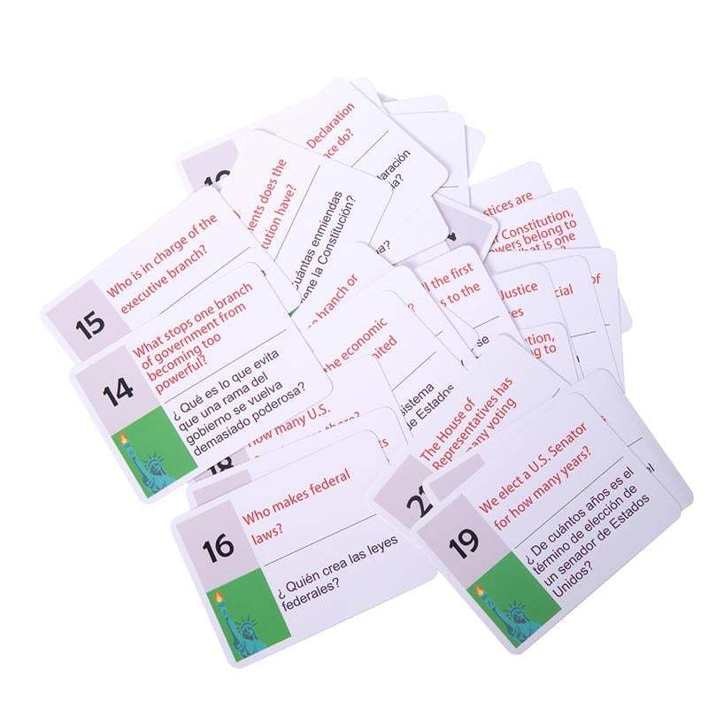 2025 U.S. Civics Test Flash Cards Combo Set with Bilingual Booklet - English/Spanish