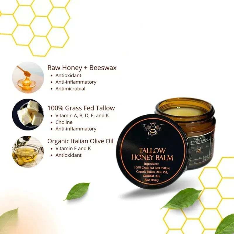 🍊Skin Care Hot Sale 49% OFF 🎁- Organic Grass-Fed Beef Tallow Balm with Raw Honey