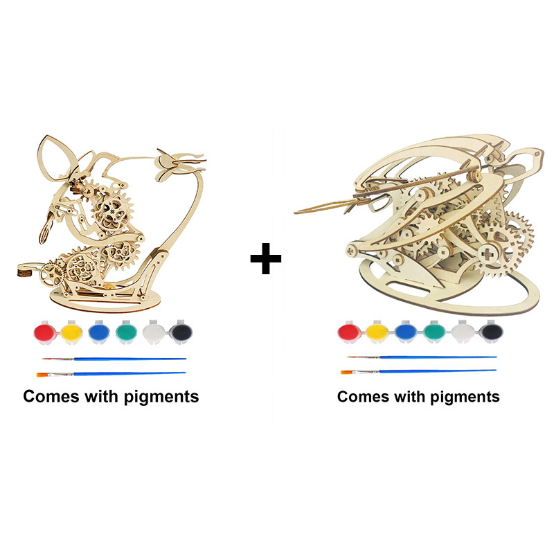3D wooden mechanical hummingbird 🐦 + wooden mechanical turtle 🐢 2 free shipping