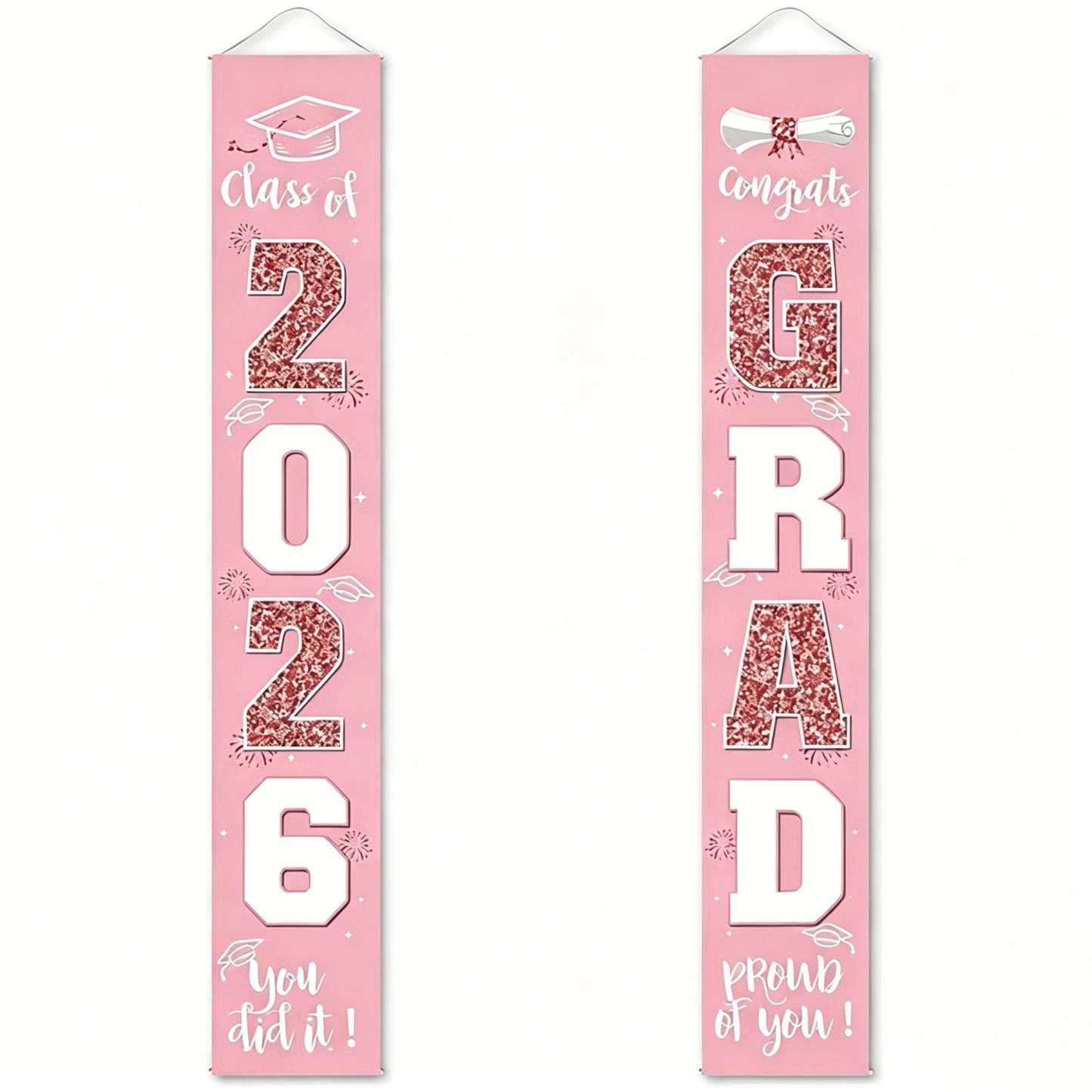🎓Class of 2026 Graduation Banner | Congrats Grad Front Door Porch Decor for Graduation Party (✨Set of 2)