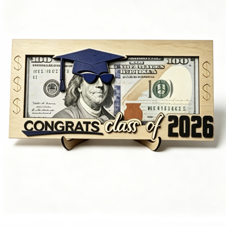 Graduation 2026 Money Holder-Unique Wooden Cash Gift Box for Class of 2026, Creative Graduation Gift for Seniors