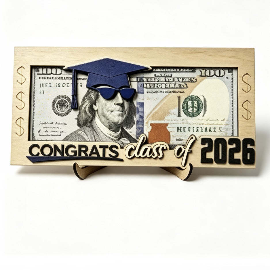 Graduation 2026 Money Holder-Unique Wooden Cash Gift Box for Class of 2026, Creative Graduation Gift for Seniors