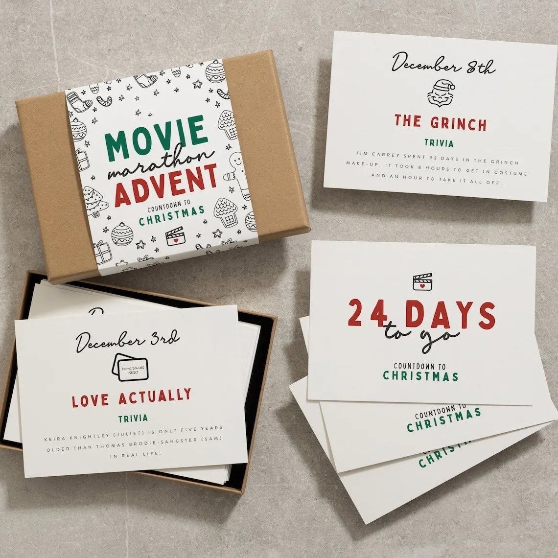 🔥LAST DAY 50% OFF🎄Christmas Movie Advent Calendar-🗃Twenty-Four Days Of Christmas Card Set