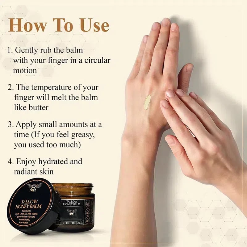 🍊Skin Care Hot Sale 49% OFF 🎁- Organic Grass-Fed Beef Tallow Balm with Raw Honey