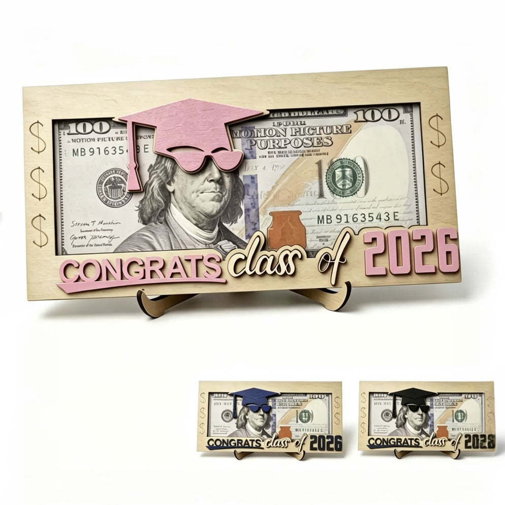 Graduation 2026 Money Holder-Unique Wooden Cash Gift Box for Class of 2026, Creative Graduation Gift for Seniors
