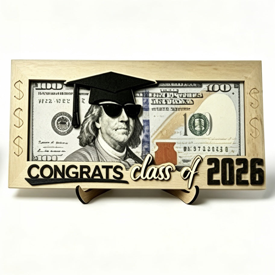 Graduation 2026 Money Holder-Unique Wooden Cash Gift Box for Class of 2026, Creative Graduation Gift for Seniors
