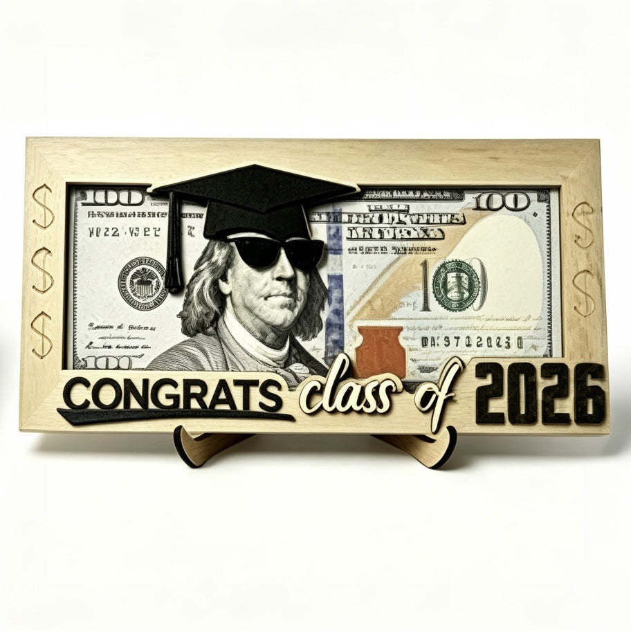 Graduation 2026 Money Holder-Unique Wooden Cash Gift Box for Class of 2026, Creative Graduation Gift for Seniors