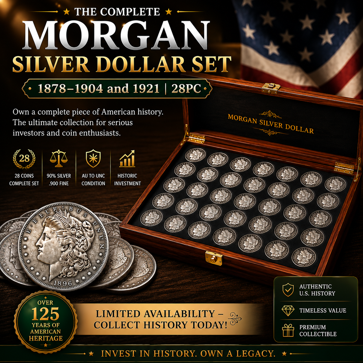 🔥Last day limited time discount🔥 The Complete Collection of Morgan Silver Dollars 【1878-1904 and 1921】28PC